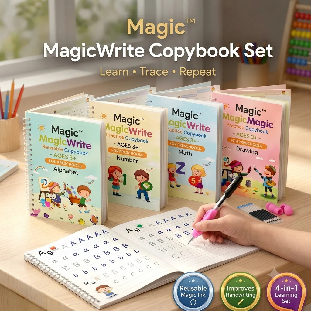 Magic Practice Copybook for Kids — Reusable Handwriting Practice Set 🔥