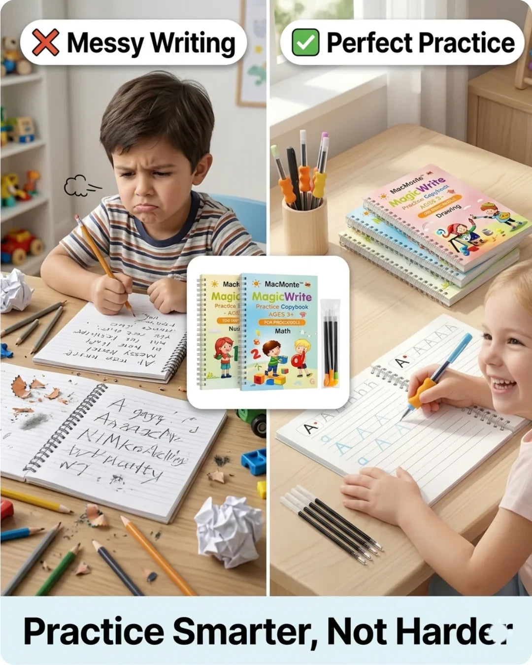 Magic Practice Copybook for Kids — Reusable Handwriting Practice Set 🔥